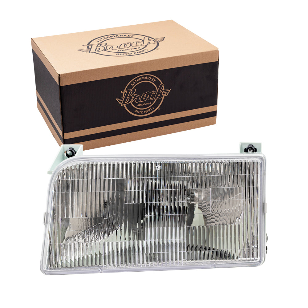 Brock Replacement Drivers Headlight Compatible with 1992-1996 F150 Pickup Truck F2TZ13008B