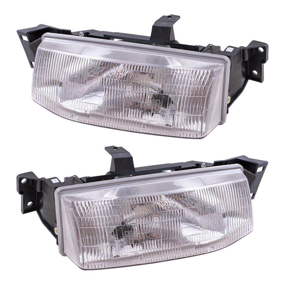 Brock Replacement Driver and Passenger Headlights Compatible with 1991-1996 Escort F1CZ13008B F1CZ13008A