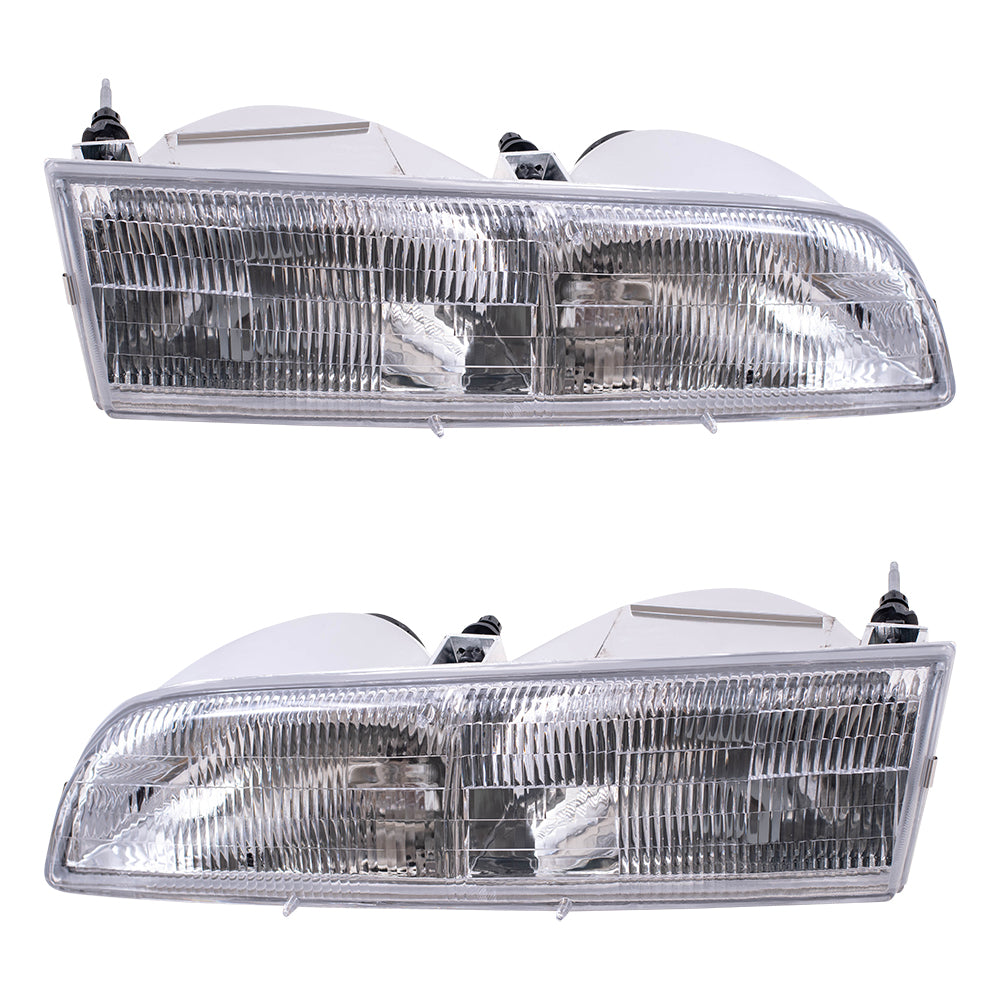 Brock Replacement Driver and Passenger Headlights Compatible with 1992-1997 Crown Victoria F2AZ13008B F2AZ13008A