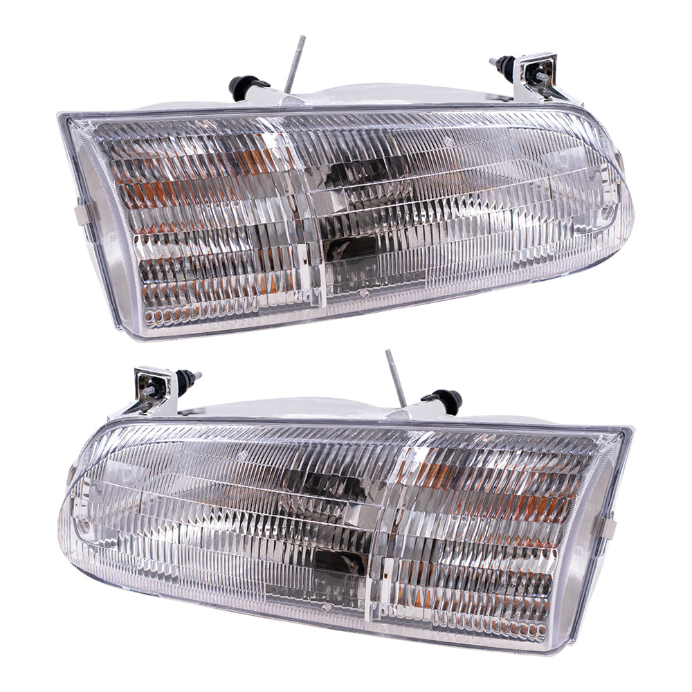 Brock Replacement Driver and Passenger Headlights Headlamps Compatible with 1995-1997 Windstar Van F58Z 13008 B F58Z 13008 A