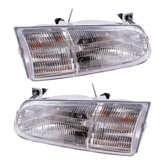 Brock Replacement Driver and Passenger Headlights Headlamps Compatible with 1995-1997 Windstar Van F58Z 13008 B F58Z 13008 A