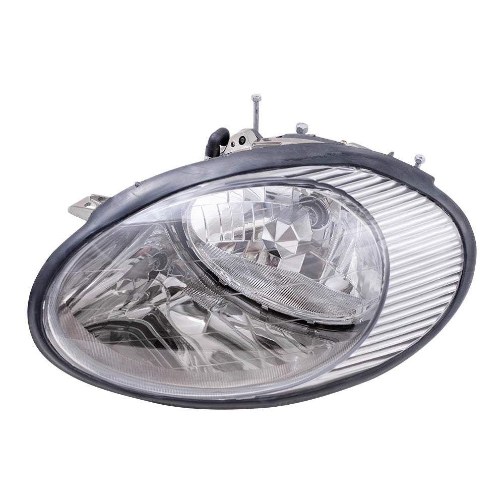 Brock Replacement Drivers Headlight Headlamp with Chrome Reflector Compatible with 1996 1997 1998 Taurus F6DZ 13008 B