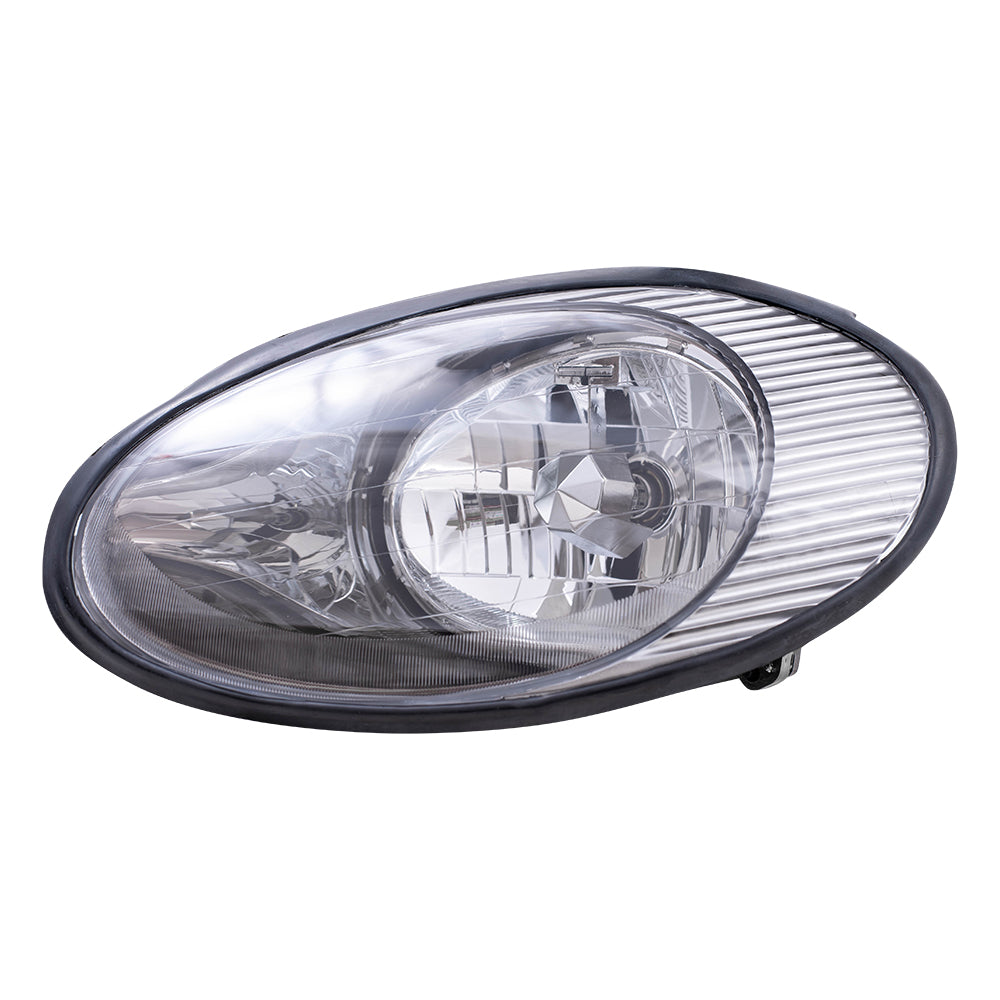 Brock Replacement Drivers Headlight Headlamp with Chrome Reflector Compatible with 1996 1997 1998 Taurus F6DZ 13008 B