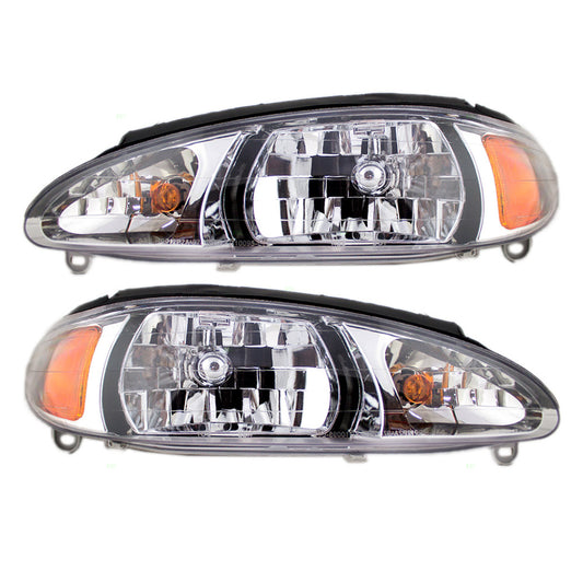 Brock Replacement Driver and Passenger Headlights Headlamps Compatible with Tracer XS4Z 13008 BA XS4Z 13008 AA