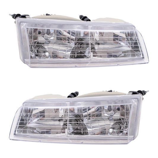 Brock Replacement Driver and Passenger Headlights Headlamps Compatible with 1995-1997 Grand Marquis F5MY 13008 B F5MY 13008 A