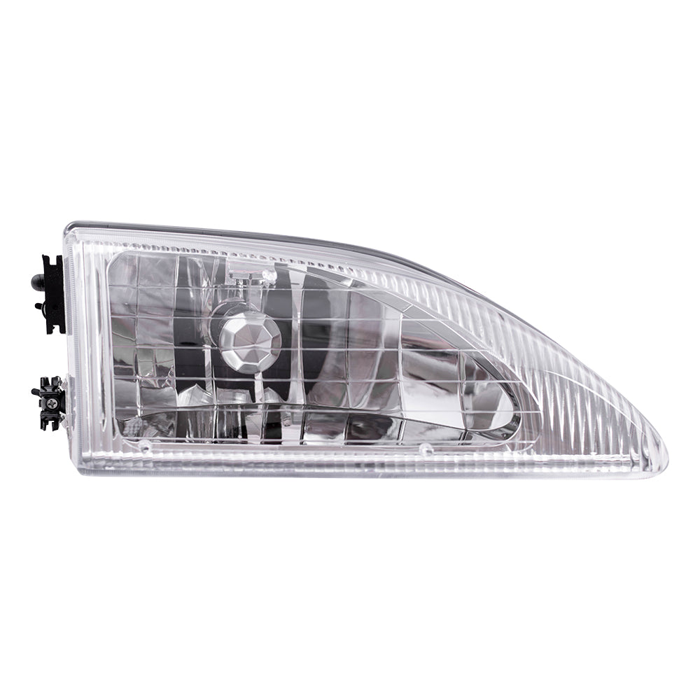 Brock Replacement Passengers Headlight Headlamp with Smooth Lens Compatible with 1994-1998 Mustang F4ZZ 13008 C