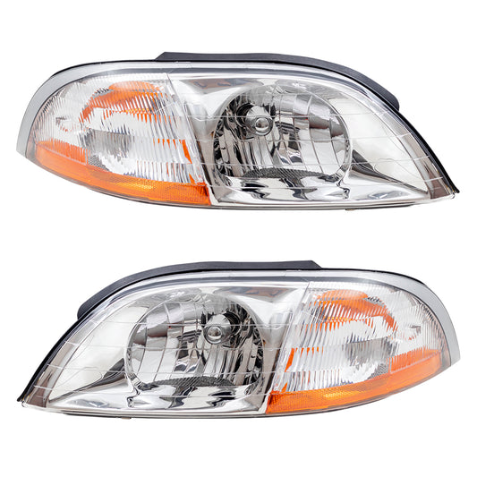 Brock Replacement Driver and Passenger Headlights Headlamps Compatible with 1999-2003 Windstar Van XF2Z13008BA 3F2Z13008CA