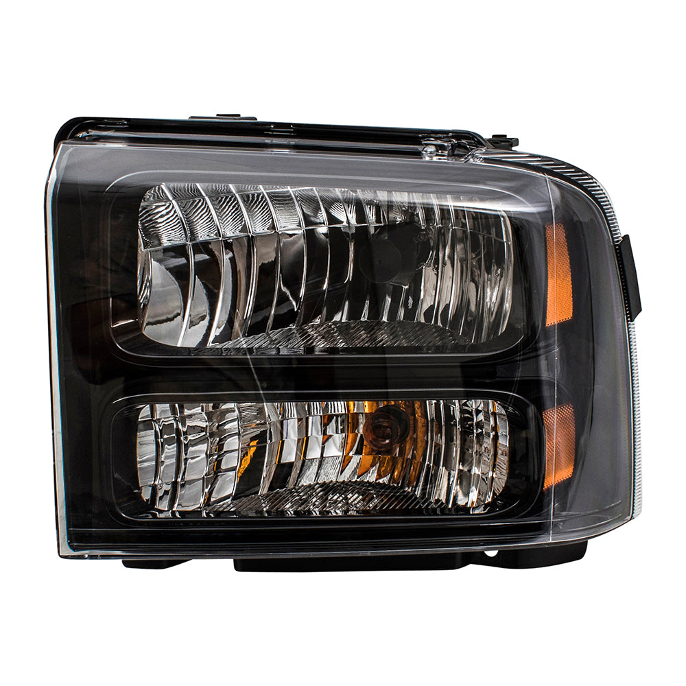 Brock Replacement BROCK Driver + Passenger Halogen Headlights w/ Black Bezels Compatible with 05-07 Super Duty Pickup Truck Replaces 6C3Z13008DB 6C3Z13008CB FO2502224 FO2503224