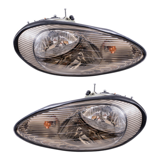 Brock Replacement Driver and Passenger Headlights Headlamps Compatible with 1996-1999 Sable XF1Z13008DA XF1Z13008CA