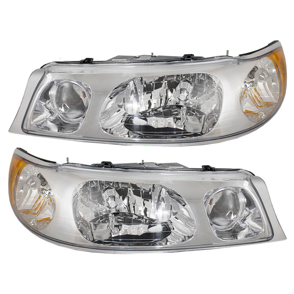 Brock Replacement Driver and Passenger Headlights Headlamps Compatible with 1998-2002 Town Car 1W1Z 13008 CA 1W1Z 13008 BA