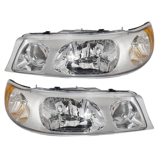 Brock Replacement Driver and Passenger Headlights Headlamps Compatible with 1998-2002 Town Car 1W1Z 13008 CA 1W1Z 13008 BA