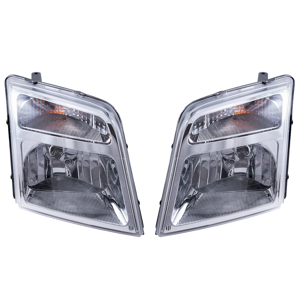 Brock Aftermarket Replacement Driver Left Passenger Right Halogen Combination Headlight Assembly Set