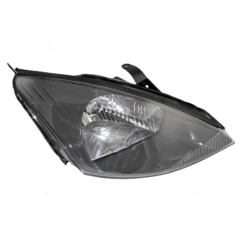 Brock Replacement Passengers Halogen Headlight Headlamp with Grey Bezel Compatible with 2000-2004 Focus 3S4Z 13008 AC