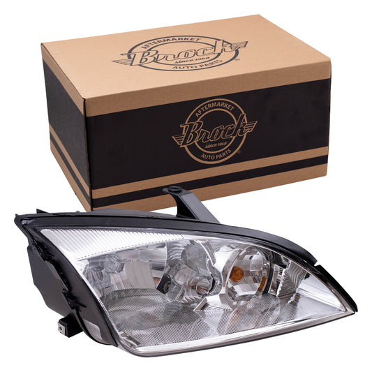 Brock Replacement Passengers Halogen Headlight Headlamp Compatible with 2005-2007 Focus 7S4Z 13008 E