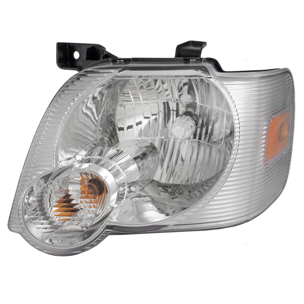 Brock Aftermarket Replacement Driver Left Halogen Combination Headlight Assembly With Clear Lens Compatible With 2006-2010 Ford Explorer