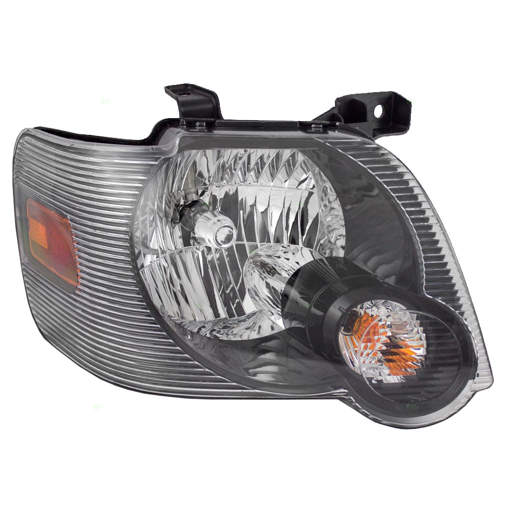 Brock Aftermarket Replacement Passenger Right Halogen Combination Headlight Assembly With Smoked Lens Compatible With 2007-2010 Ford Explorer XLT With Ironman/Sport Packages