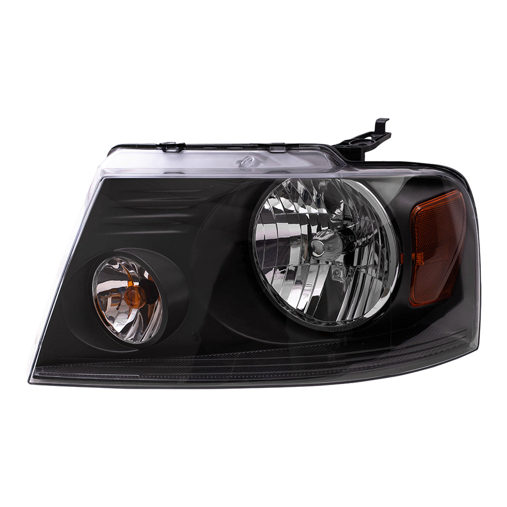 Brock Replacement Driver Headlight with Shadow Gray Bezel Compatible with 2004-2008 F150 Pickup Truck 2006-2008 Mark LT 7L3Z 13008 DA