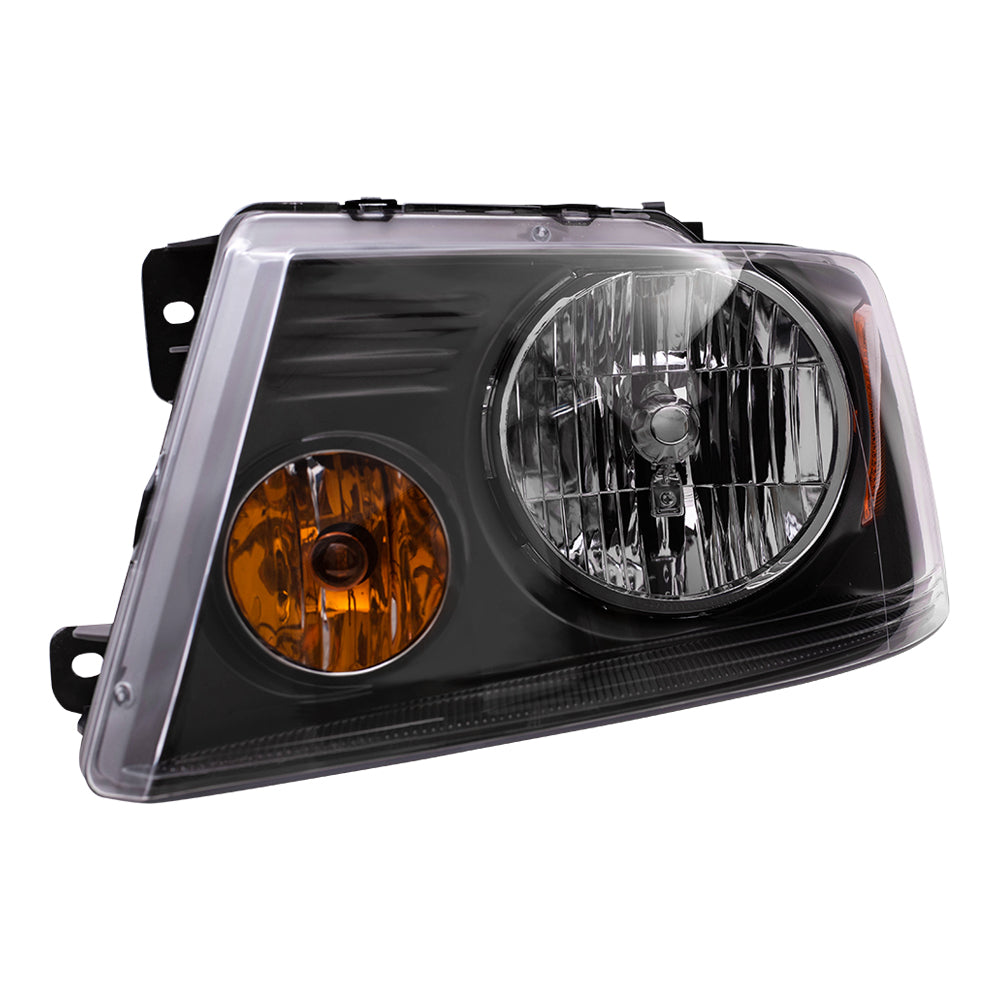 Brock Replacement Driver Headlight with Shadow Gray Bezel Compatible with 2004-2008 F150 Pickup Truck 2006-2008 Mark LT 7L3Z 13008 DA