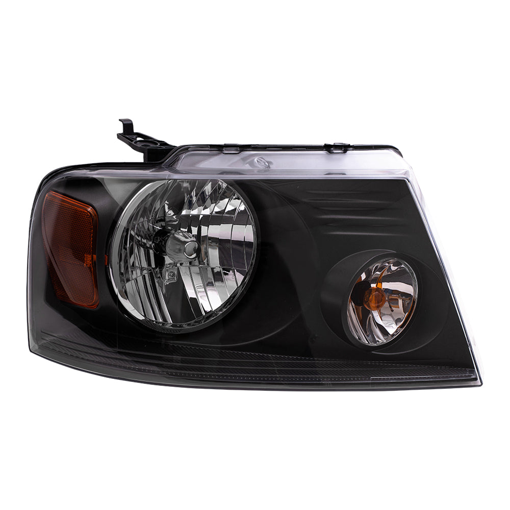 Brock Replacement Passenger Headlight with Shadow Gray Bezel Compatible with 2004-2008 F150 Pickup Truck 2006-2008 Mark LT 7L3Z 13008 CA