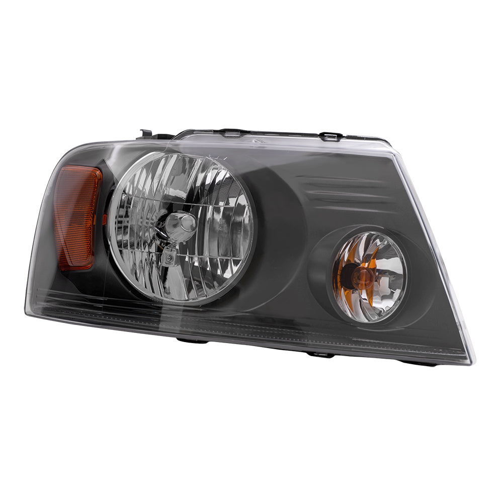 Brock Replacement Passenger Headlight with Shadow Gray Bezel Compatible with 2004-2008 F150 Pickup Truck 2006-2008 Mark LT 7L3Z 13008 CA