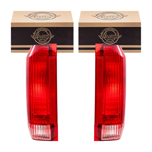 Brock Aftermarket Replacement Driver Left Passenger Right Tail Light Unit Set Compatible With 1990-1996 Ford F-150 Styleside Built From 10/1989