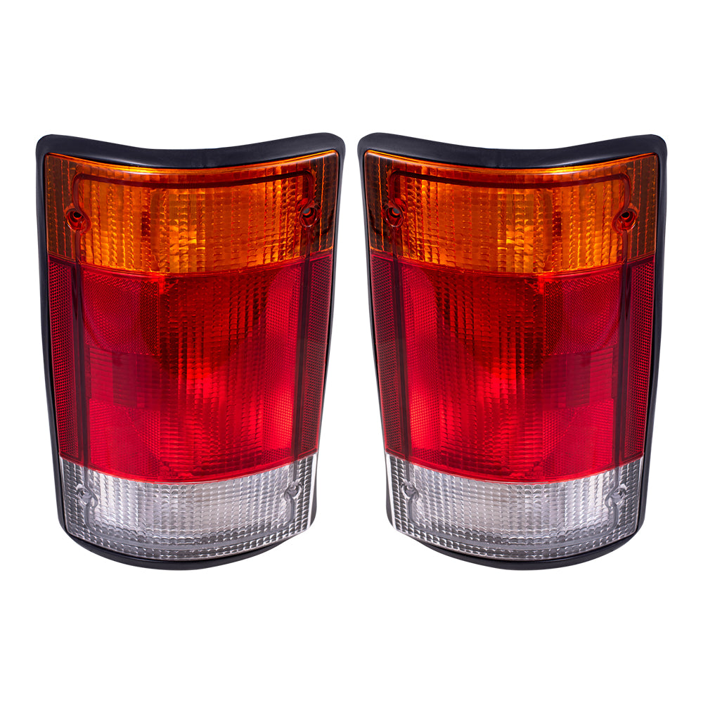 Brock Replacement Driver and Passenger Taillights Tail Lamps Compatible with 1992-1994 E150 E250 E350 Econoline Van F2UZ 13405 A F2UZ 13404 A