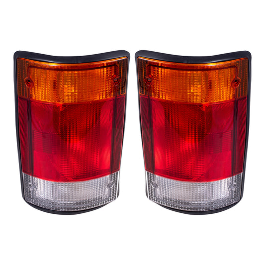 Brock Replacement Driver and Passenger Taillights Tail Lamps Compatible with 1992-1994 E150 E250 E350 Econoline Van F2UZ 13405 A F2UZ 13404 A