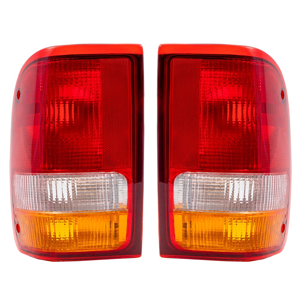 Brock Replacement Driver and Passenger Taillights Tail Lamps Compatible with 1993-1997 Ranger Pickup Truck F37Z13405A F37Z13404A