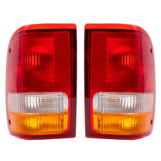 Brock Replacement Driver and Passenger Taillights Tail Lamps Compatible with 1993-1997 Ranger Pickup Truck F37Z13405A F37Z13404A