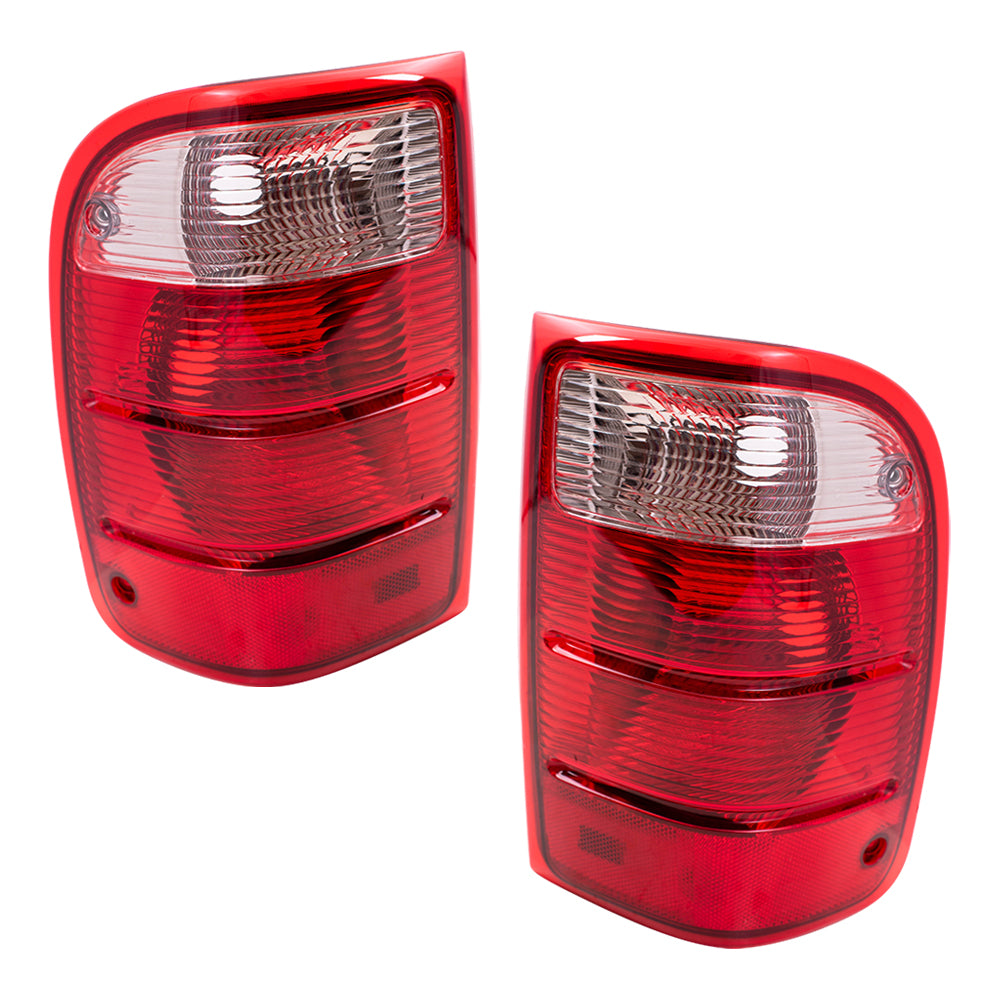 Brock Replacement Driver and Passenger Taillights Tail Lamps Compatible with 2001-2005 Ranger Pickup Truck 1L5Z13405BA 1L5Z13404BA