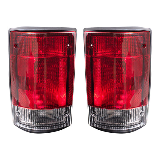 Brock Replacement Driver and Passenger Taillights Tail Lamps Compatible with 2004-2014 E150 E250 E350 E450 Van 5C2Z13405AA 5C2Z13404AA