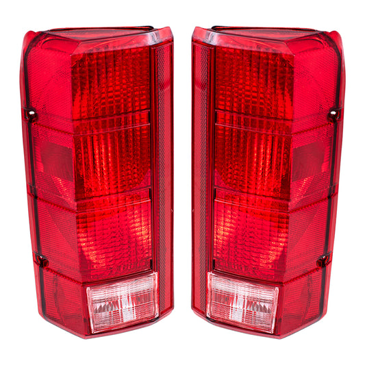 Brock Replacement Driver and Passenger Taillights Tail Lamps Compatible with 1980-1986 F150 F250 F350 Styleside Pickup Truck Bronco E4TZ13405B E4TZ13404B