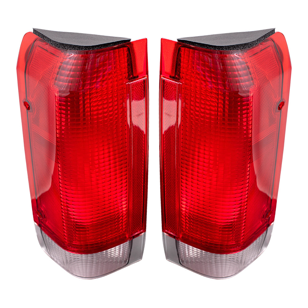 Brock Replacement Driver and Passenger Taillights Tail Lamps Compatible with 1987-1989 F-Series Styleside Pickup Truck Bronco E7TZ13405A E7TZ13404A