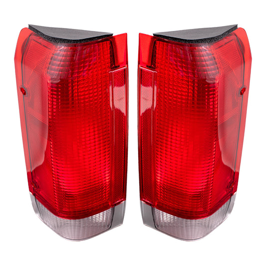 Brock Replacement Driver and Passenger Taillights Tail Lamps Compatible with 1987-1989 F-Series Styleside Pickup Truck Bronco E7TZ13405A E7TZ13404A