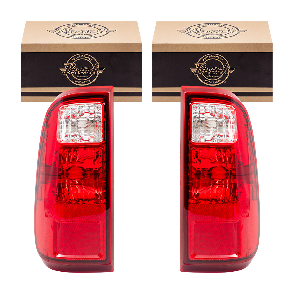 Brock Replacement Driver and Passenger Taillights Tail Lamps Compatible with 2008-2016 F250 Super Duty Pickup Truck BC3Z13405A BC3Z13404A