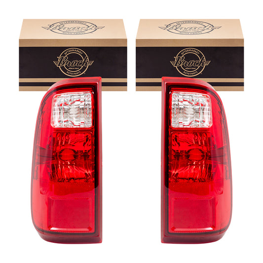 Brock Replacement Driver and Passenger Taillights Tail Lamps Compatible with 2008-2016 F250 Super Duty Pickup Truck BC3Z13405A BC3Z13404A