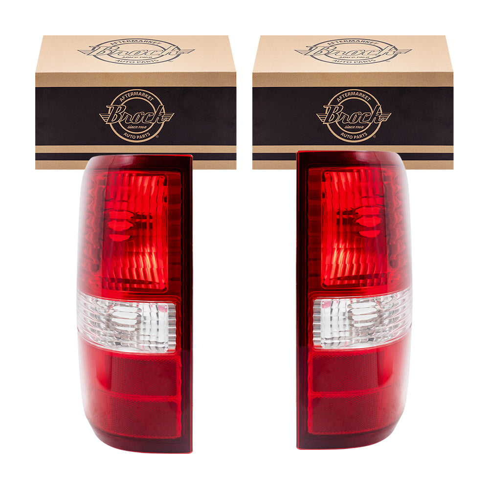 Brock Aftermarket Replacement Driver Left Passenger Right Tail Light Unit Set Compatible With 2004-2008 Ford F-150 Styleside