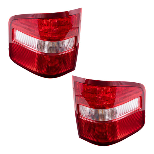 Brock Replacement Driver and Passenger Taillights Tail Lamps Compatible with 2004-2009 F150 Flareside Pickup Truck 7L3Z13405BA 7L3Z13404BA