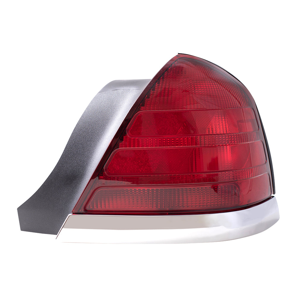 Brock Replacement Driver and Passenger Taillights Tail Lamps Red Lens with Chrome Trim Compatible with 1999-2011 Crown Victoria