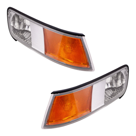 Brock Replacement Driver and Passenger Park Signal Side Marker Lights Lamps Compatible with 1998-2002 Grand Marquis XW3Z 15A201 BB XW3Z 15A201 AB