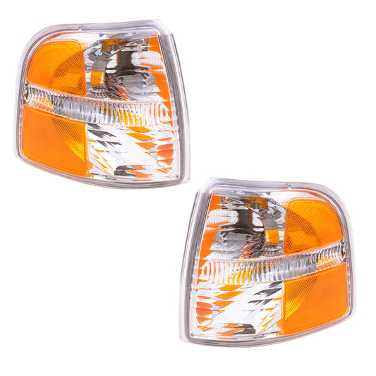 Brock Replacement Driver and Passenger Park Signal Corner Marker Light Lamp Lens Compatible with 2002-2005 Explorer 4 Door 4L2Z13201AB 4L2Z13200AB