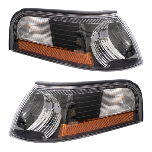 Brock Replacement Driver and Passenger Park Signal Side Marker Lights Lamps Lenses Compatible with 2003-2004 Marauder 3W3Z13201BA 3W3Z13200BA