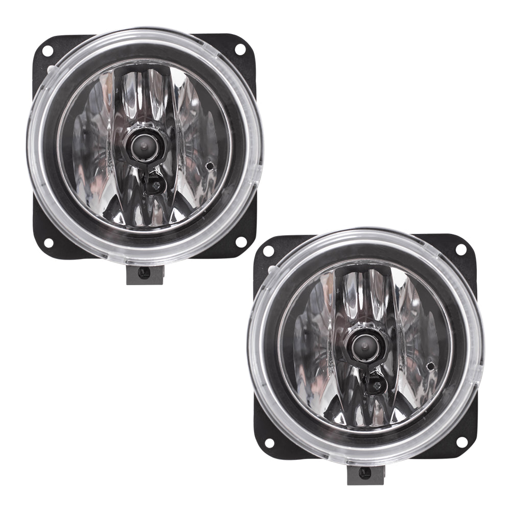 Brock Replacement Pair of Fog Lights Lamps Round Lenses Compatible with Escape Focus SCT Mustang LS 2M5Z15200AB