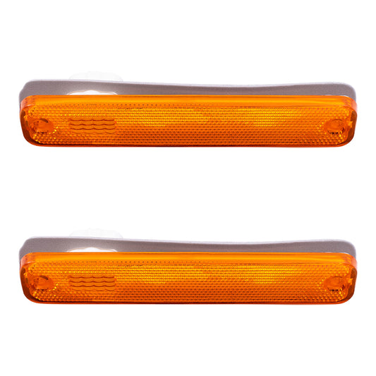 Brock Replacement Pair of Front Signal Side Marker Lights Lamps Compatible with 1973-1979 F100 F150 F250 Pickup Truck