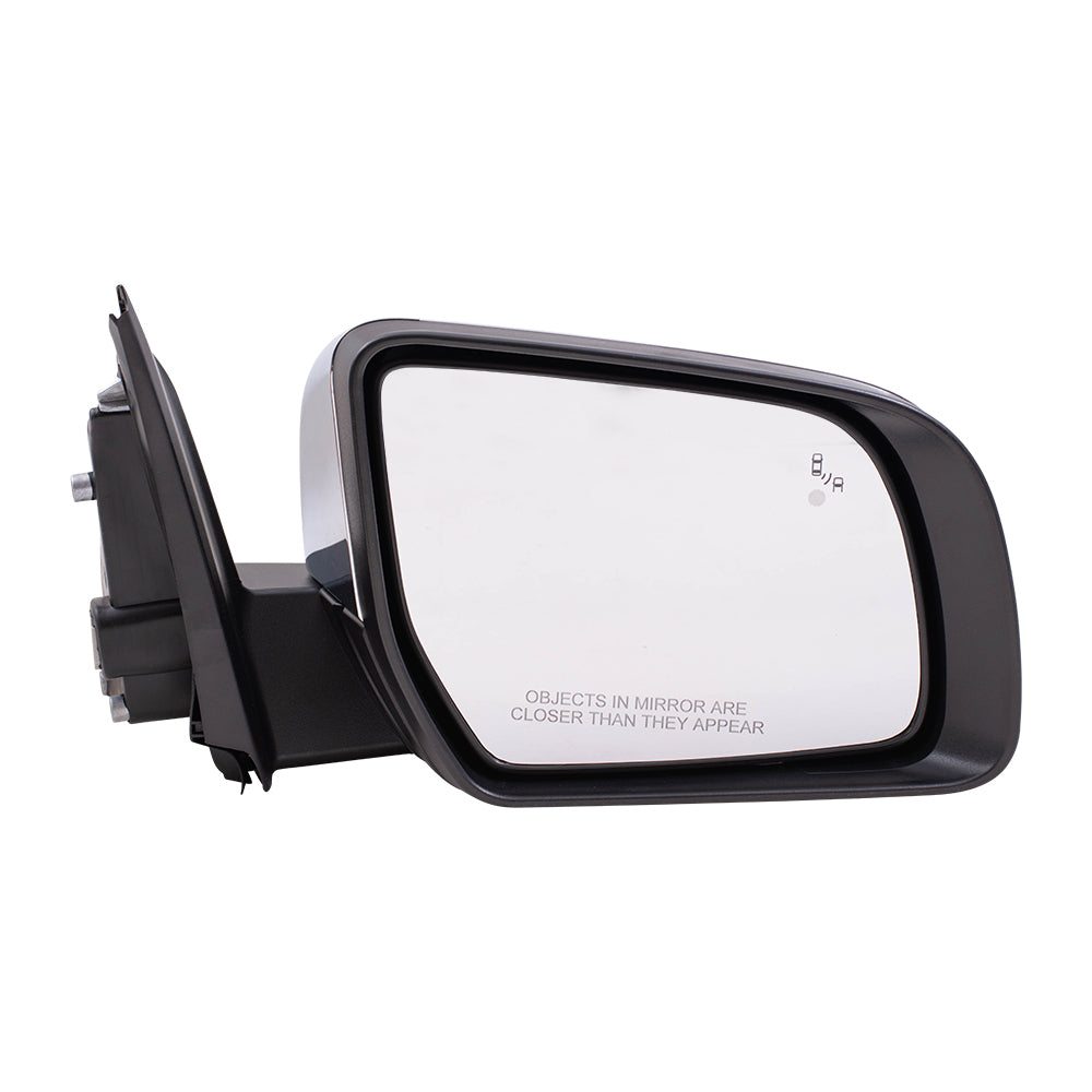 Brock Replacement Driver and Passenger Side Power Mirrors with Chrome Finish, Power Fold and Blind Spot Detection without Heat or Signal Compatible with 2019-2021 Ranger