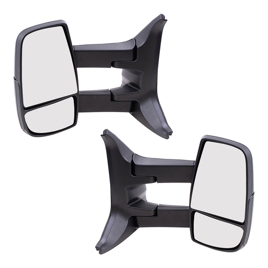 Replacement Set Driver and Passenger Side Door Power Mirrors with Dual Long Arms Compatible with 2015-2017 Transit Van with Medium or High Roof