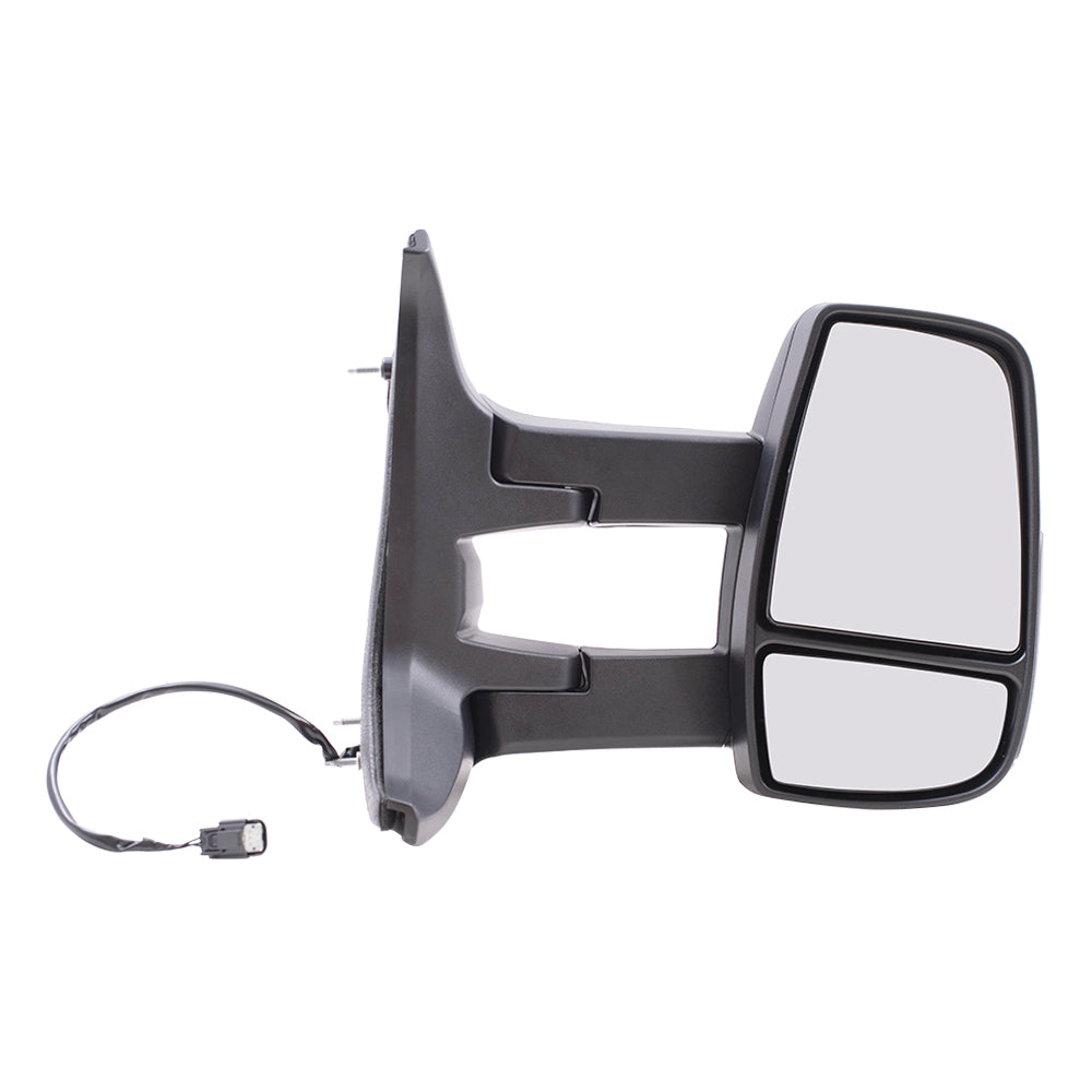 Replacement Passenger Side Door Power Mirror with Dual Long Arms Compatible with 2015-2017 Transit Van with Medium or High Roof