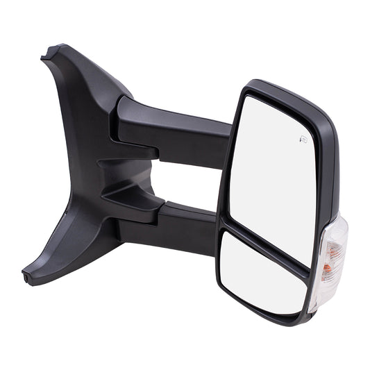 Replacement Passenger Side Mirror Heated with Signal Dual Long Arms Compatible with 2015-2019 Transit Van with Low Roof