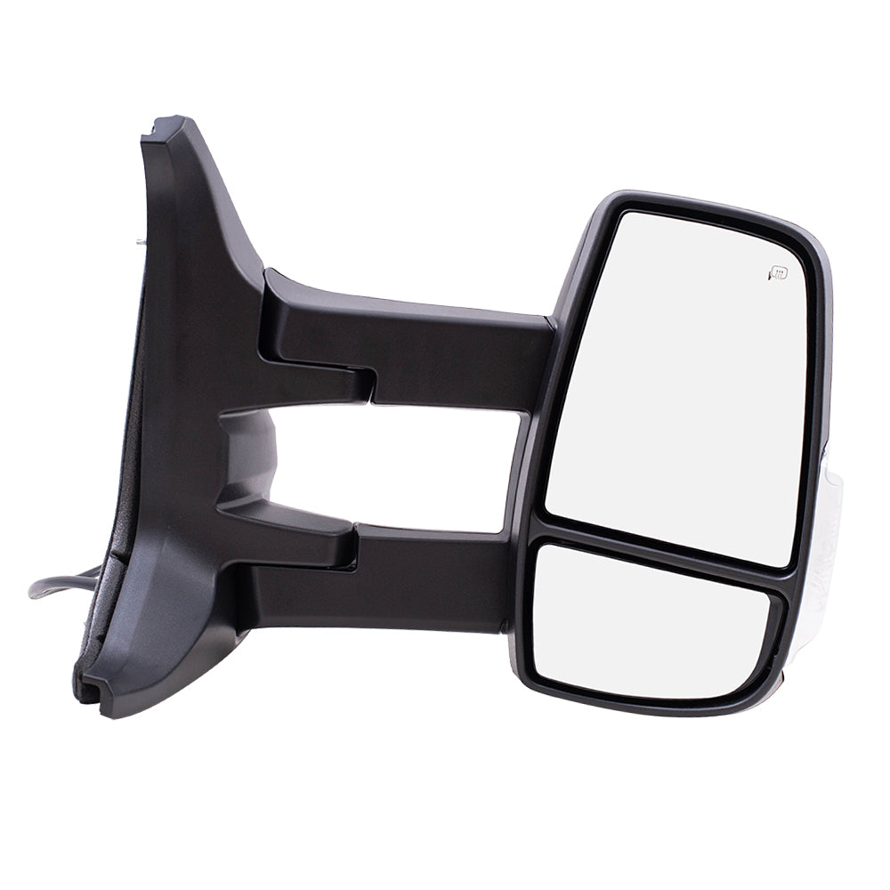 Replacement Passenger Side Mirror Heated with Signal Dual Long Arms Compatible with 2015-2019 Transit Van with Low Roof