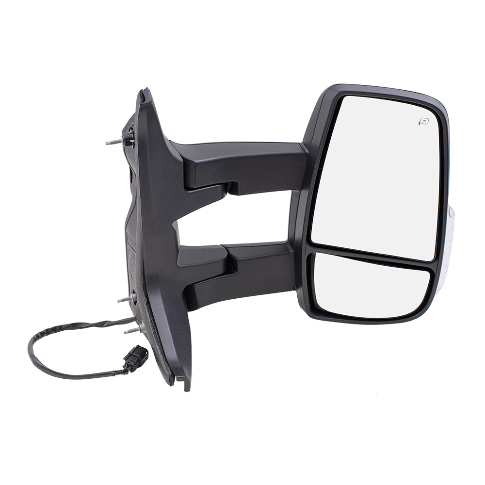 Replacement Set Driver and Passenger Side Mirrors Heated with Signal Dual Long Arms Compatible with 2015-2019 Transit Van with Medium or High Roof